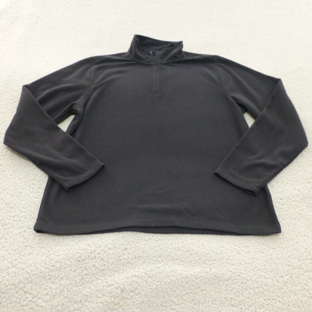 Lands End Sweater Mens Large Black 1/4 Zip Pullover Sweatshirt Hiking Outdoor